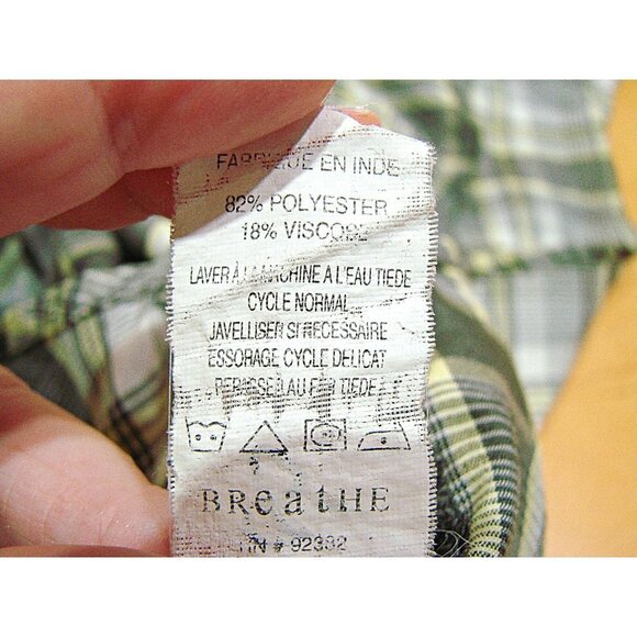 Mens Prana Plaid Embroidered Design Button Up Shirt Green Gray Light Yellow Sz M - Picture 8 of 9